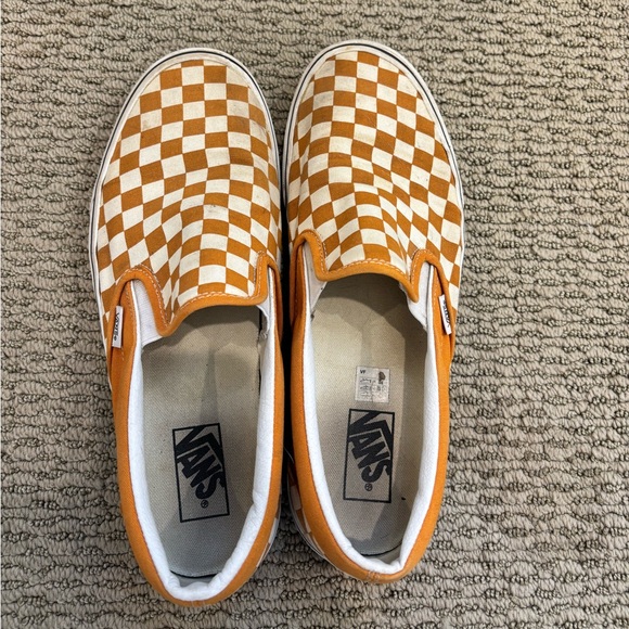 Vans Orange and White Checkerboard Sneakers - Picture 4 of 6